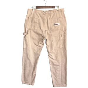 Vintage Lost Pants Mens 34x28 Tan Carpenter Skater Embroidered Patch Cotton Y2k